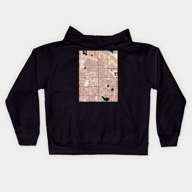 Fort Collins Map Pattern in Soft Pink Pastels Kids Hoodie by PatternMaps